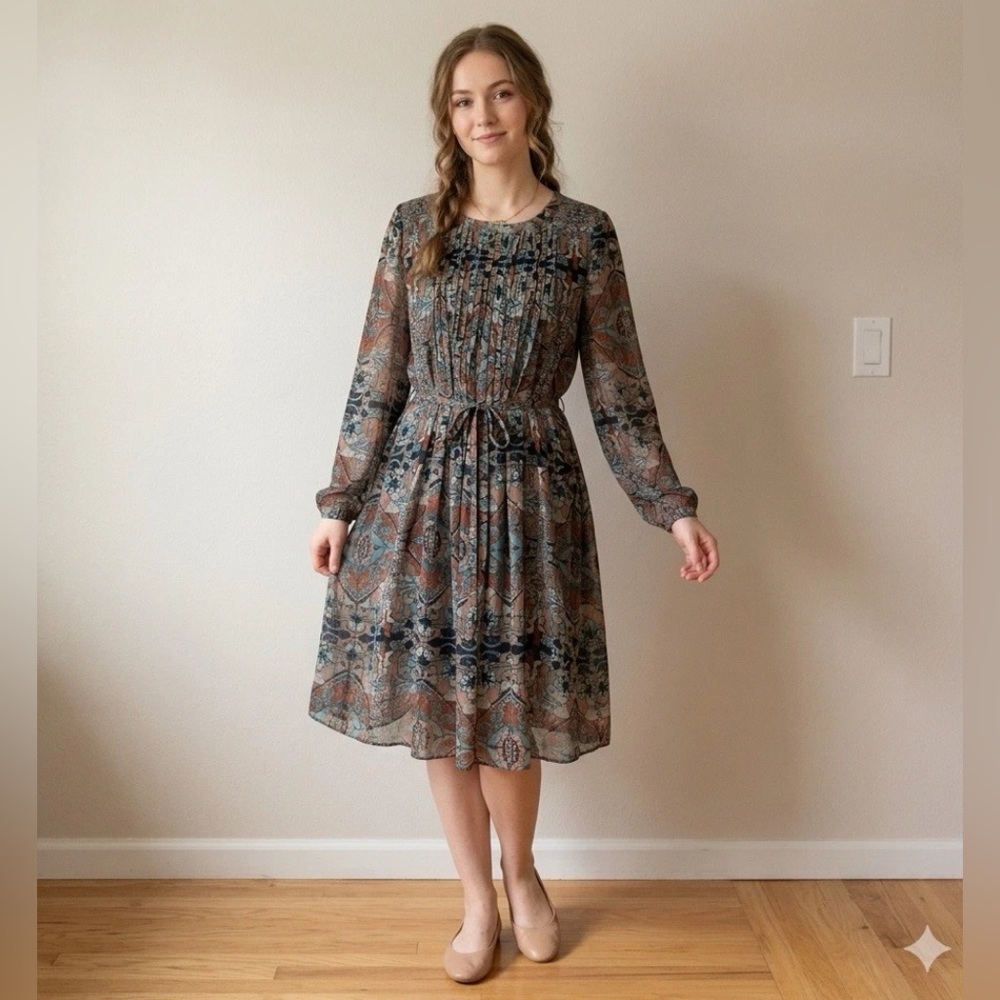 Tommy Hilfiger Women’s Dress Mosaic Earthy Long Sleeve Mini-6